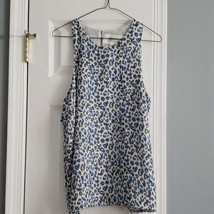 Alice blue sleeveless animal print blouse